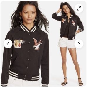 DENIM & SUPPLY Ralph Lauren embroidered eagle and tiger baseball jacket